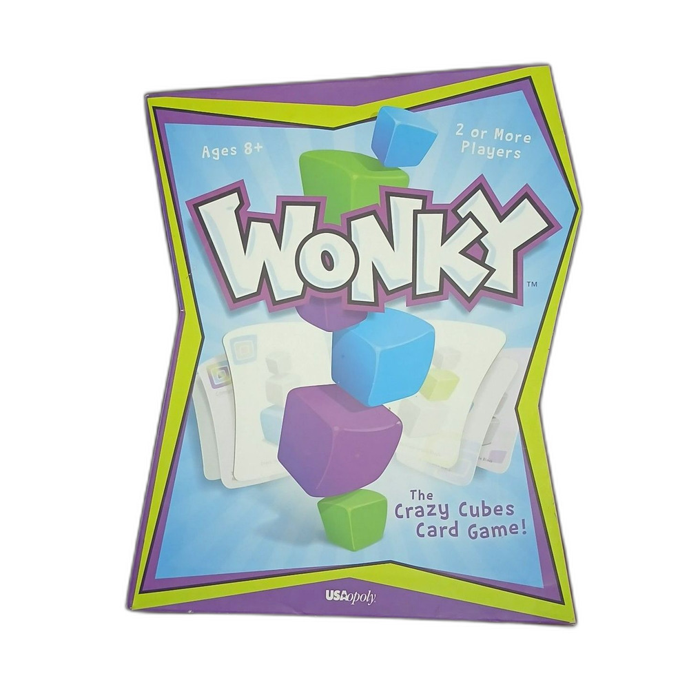 USAopoly Wonky Crazy Cubes Card Game Complete Family Stacking Strategy Game